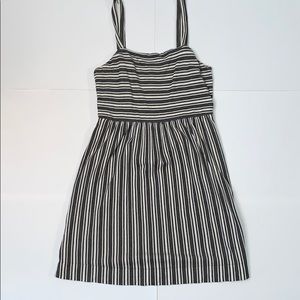 LOFT Grey and White Striped Summer Dress